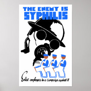 Póster El enemigo es Sífilis - WPA