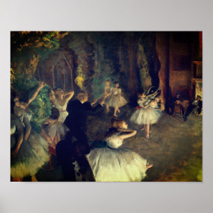 Póster El ensayo del ballet en el escenario, por Degas: