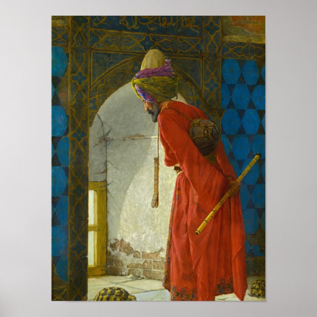 Póster El entrenador de tortuga, 1906, por Osman Hamdi Be (Frente)