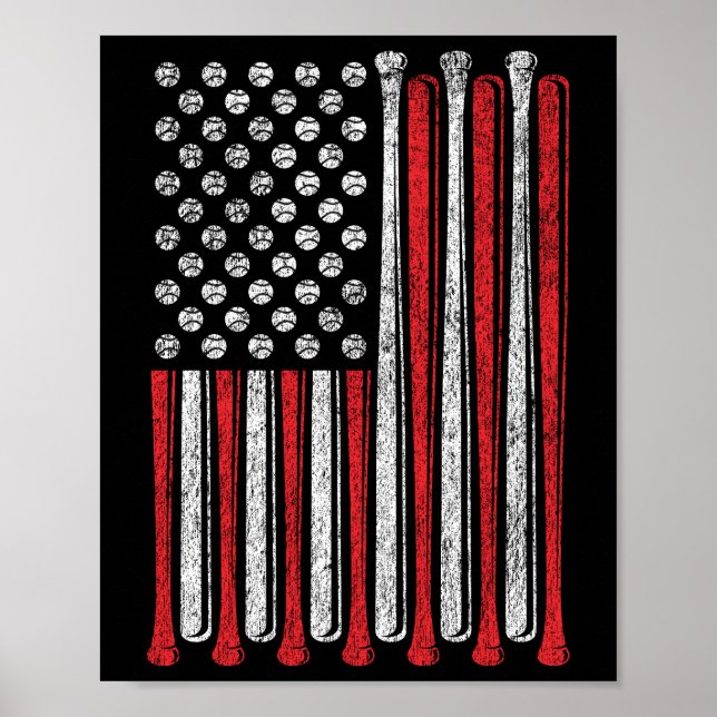 Póster El equipo de béisbol de bandera estadounidense Vin (Frente)