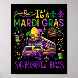 Póster El equipo de choferes de autobuses escolares Mardi
