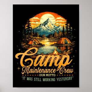 Póster El equipo de mantenimiento del campamento de hombr