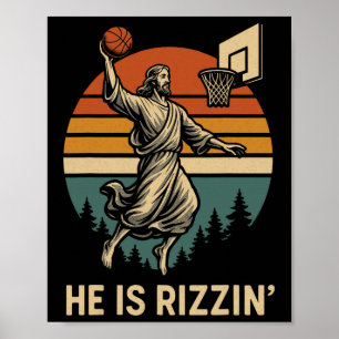 Póster Él es divertido de Rizzin' Pascua Sketll Jesús hun