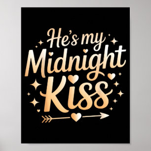 Póster Él es mi beso de medianoche Año Nuevo Pareja Román