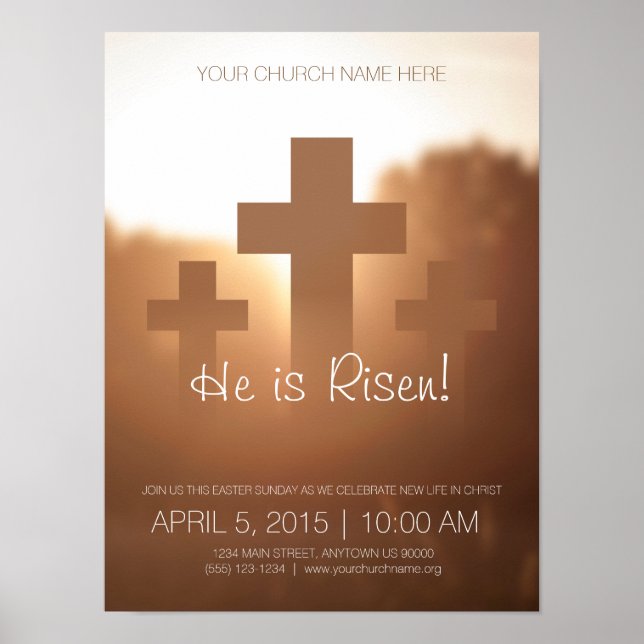 Póster ¡Él es Risen! Personalizable Poster Domingo de Pas (Frente)