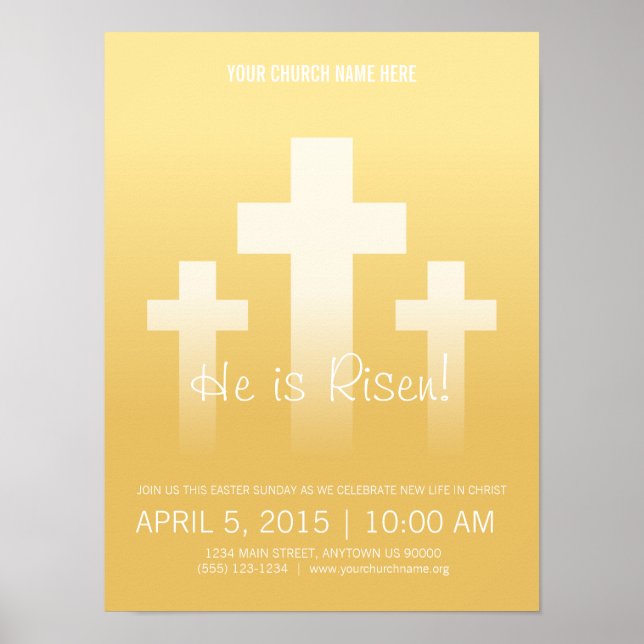 Póster ¡Él es Risen! Personalizable Poster Domingo de Pas (Frente)