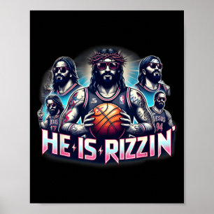 Póster Él es Rizzin Christian Jesús jugando baloncesto Ea