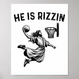 Póster Él es Rizzin Jesús Bysketbyll Cristiano Religioso