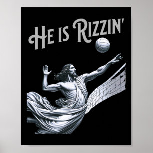 Póster Él es Rizzin Jesús jugando voleibol Deportes diver