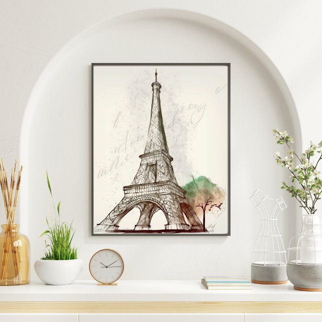 Póster El Esbozo De La Torre Eiffel Junto A Un Árbol (Subido por el creador)