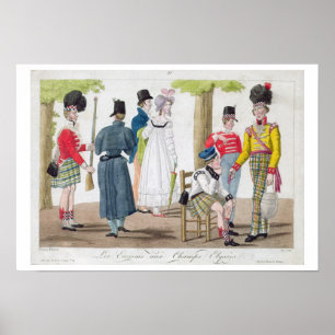 Póster El escocés en los Campos Elíseos, grabado por Ju