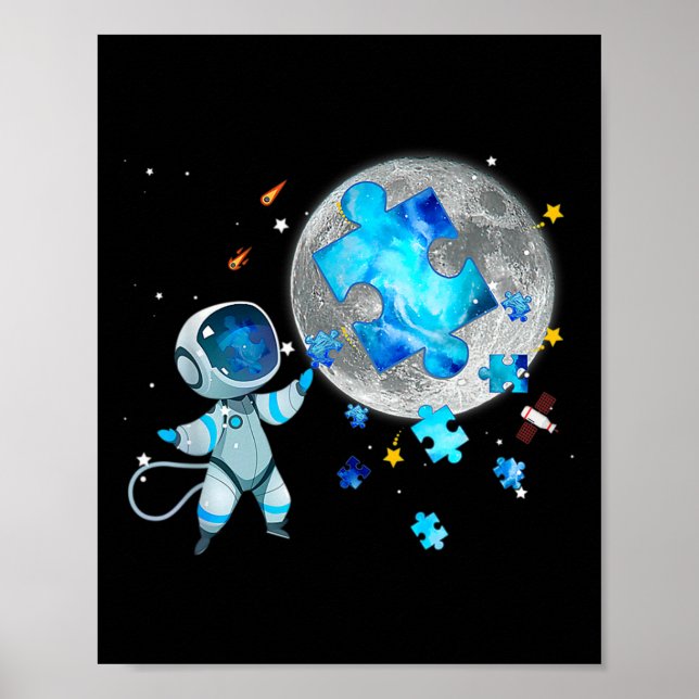 Póster El Espacio De Conciencia Del Autismo Estalla Astro (Frente)