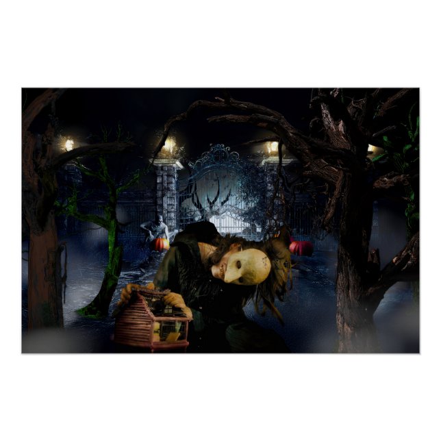 Póster El espeluznante bosque de Halloween de SlipperyJoe (Anverso)