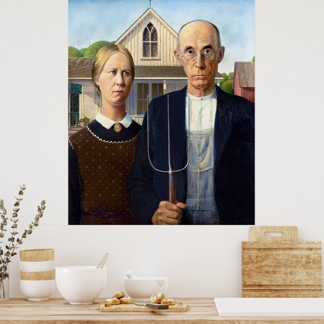 Póster El espíritu agrícola, Grant Wood American Gothic (Cocina)