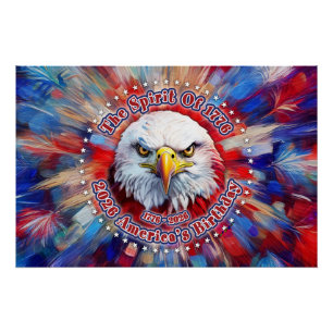 Póster El Espíritu De 1776, 2026 Águila Roja de Fuegos Ar