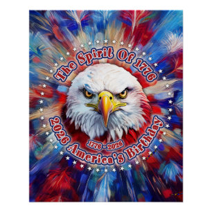Póster El Espíritu De 1776, 2026 Águila Roja de Fuegos Ar