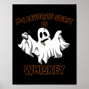 Póster El Espíritu Favorito Es Whiskey Boo Groovy Ghost F