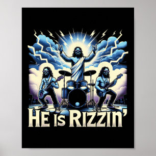 Póster Él Está Rizzin' Liga Cristiana Jesús Ha Rizzen Hap