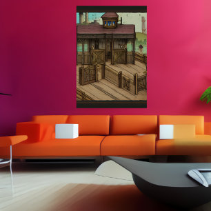 Póster El establo de caballos de la ciudad   Poster de ar