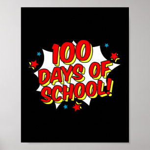 Póster El estilo de superhéroes feliz 100 días de colegio