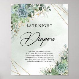 Póster El eucalipto verde suculenta los pañales nocturnos