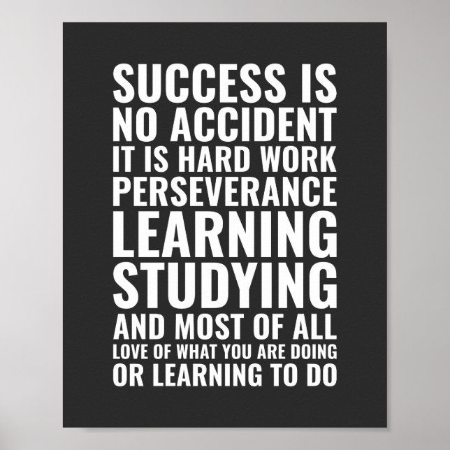 Póster El éxito no es casualidad es trabajo duro Motivaci (Frente)