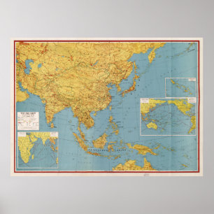 Póster El Extremo Oriente y las áreas colindantes (mapa