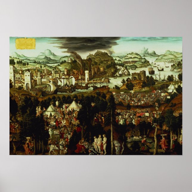 Póster El fallo de París y la guerra de Troya, 1540 (Frente)