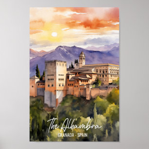 Póster El famoso lugar de viaje de la Alhambra España