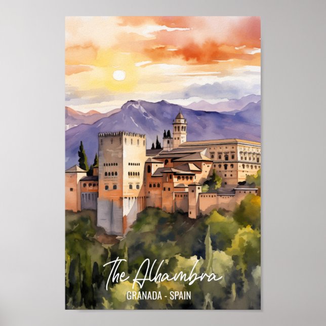 Póster El famoso lugar de viaje de la Alhambra España (Frente)