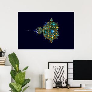 Póster El famoso Mandelbrot se puso blanco sobre el azul