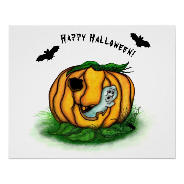 Póster El fantasma de Halloween , Bat , Ghost y Spider (Anverso)