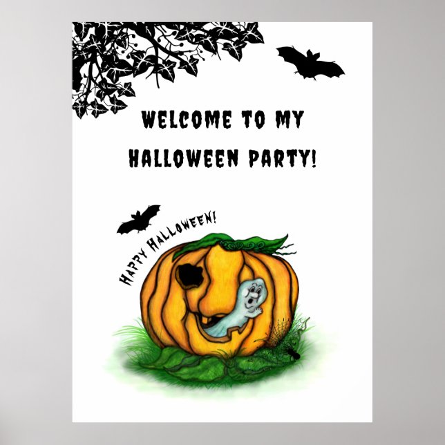 Póster El fantasma de Halloween , Bat , Ghost y Spider (Frente)