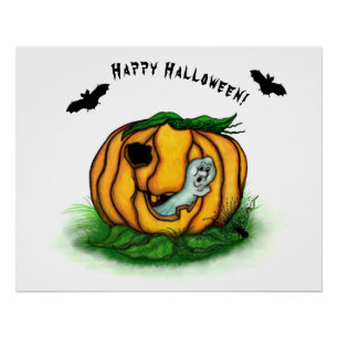 Póster El fantasma de Halloween , Bat , Ghost y Spider