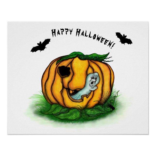 Póster El fantasma de Halloween , Bat , Ghost y Spider (Anverso)