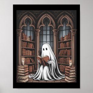 Póster El fantasma de la bibliotecología de Halloween lee