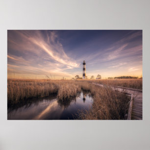Póster El Faro De La Isla Bodie Al Atardecer