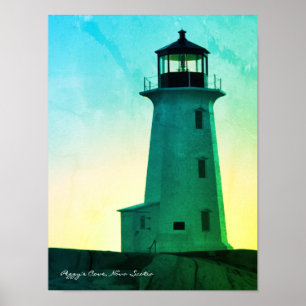Póster El faro de Peggy's Cove Route Nueva Escocia Postca