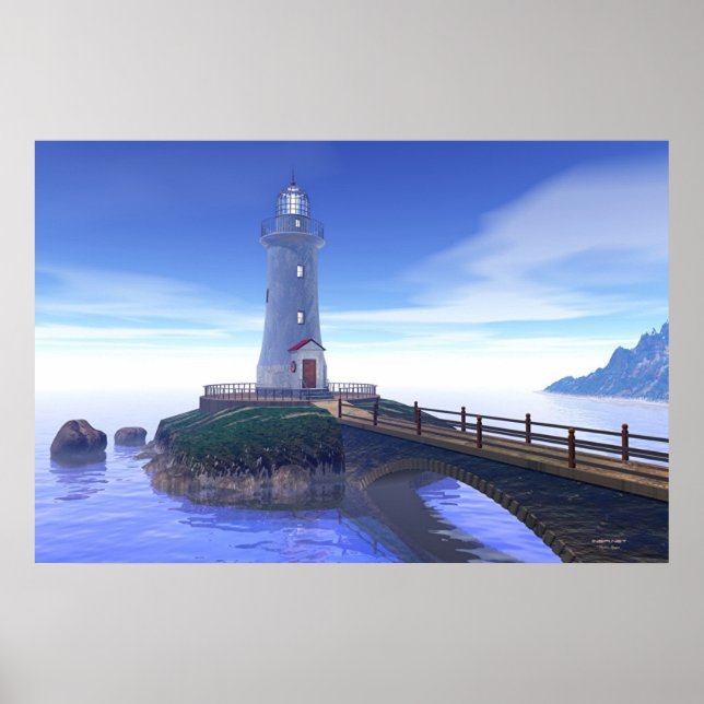 Póster El faro Elliot Key - Azul caribeño (Frente)