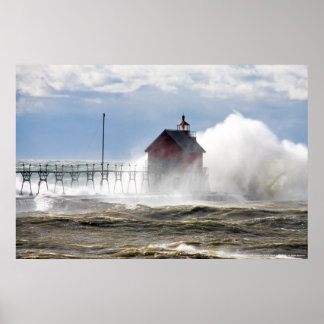 Póster El faro se encuentra con las olas
