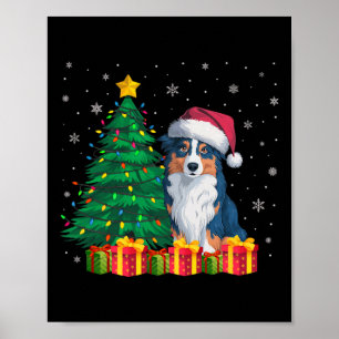 Póster El feo pastor australiano de Santa Hat Navidades e