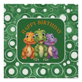Póster El Fiesta de los dinosaurios bebé adorables