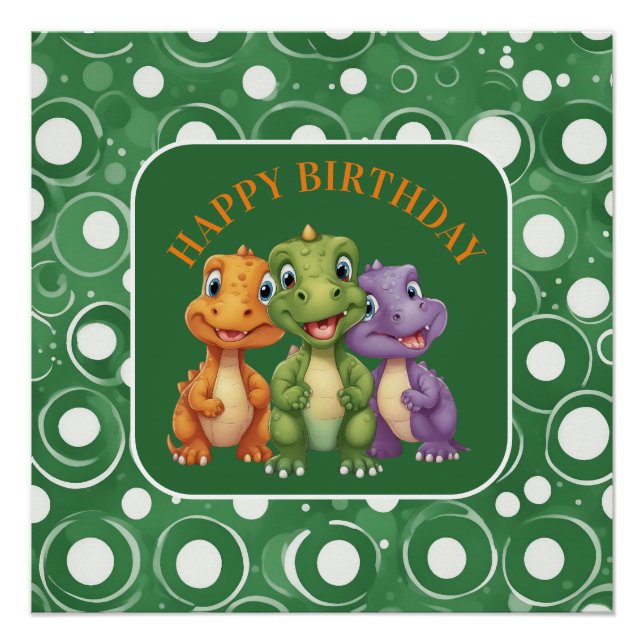 Póster El Fiesta de los dinosaurios bebé adorables (Anverso)