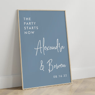 Póster El Fiesta empieza ahora el Rótulo Boda Azul agit