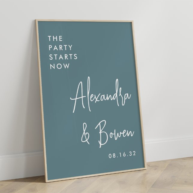Póster El Fiesta empieza ahora el Rótulo Boda | Hazy Verd (Subido por el creador)