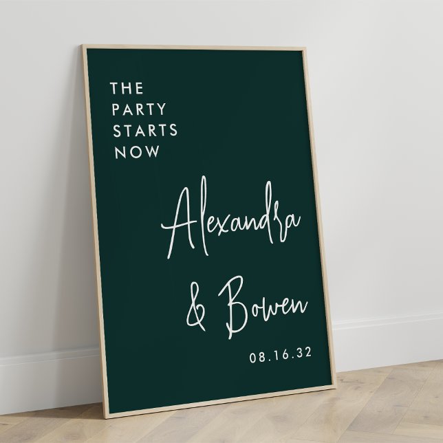 Póster El Fiesta empieza ahora el Rótulo Boda | Verde for (Subido por el creador)