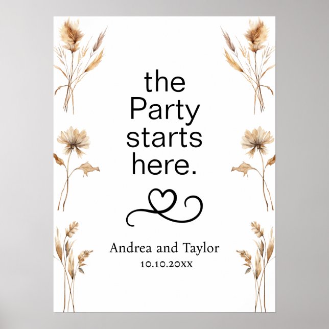 Póster El Fiesta empieza aquí Boda de Grass de Pampas (Frente)