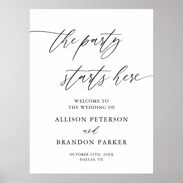 Póster El Fiesta empieza aquí Rótulo Boda Imprescindible (Frente)