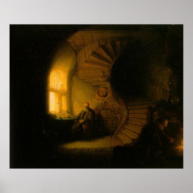 Póster El filósofo de Rembrandt en la meditación (Frente)