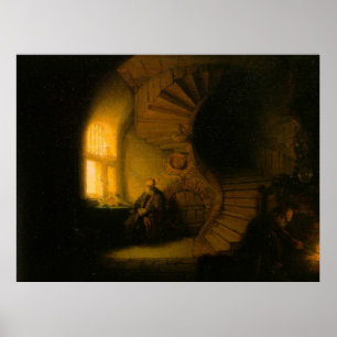 Póster El filósofo de Rembrandt en la meditación